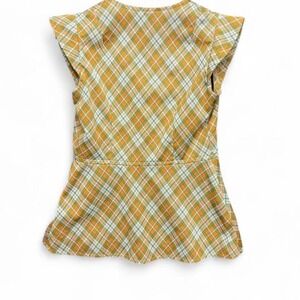 Vintage Womens Yellow Argyle Plaid Zip Peplum Retro 70s Handmade Clueless
